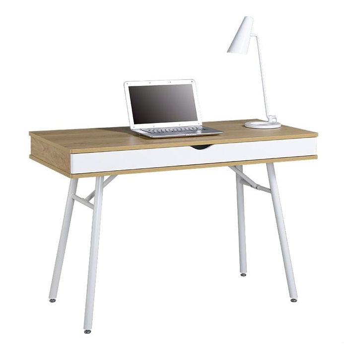 Office > Computer Desks - Modern Heavy Duty Laptop Computer Desk With Storage Drawer In Pine Wood Finish