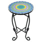Outdoor > Outdoor Furniture > Patio Tables - Indoor/Outdoor Blue Yellow Green Mosaic Round Side Accent Table Plant Stand