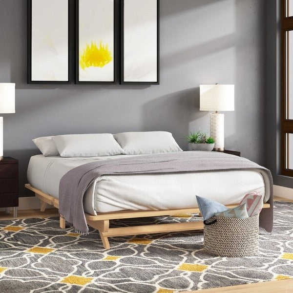 Bedroom > Bed Frames > Platform Beds - Farmhouse Queen Size Solid Wood Platform Bed Made In USA