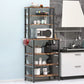 Kitchen > Bakers Racks - Modern Industrial Metal Wood Kitchen Baker's Rack Shelf Microwave Stand