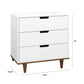 Bedroom > Nightstand And Dressers - Modern Mid-Century Style 3-Drawer Dresser Chest In White Walnut Wood Finish