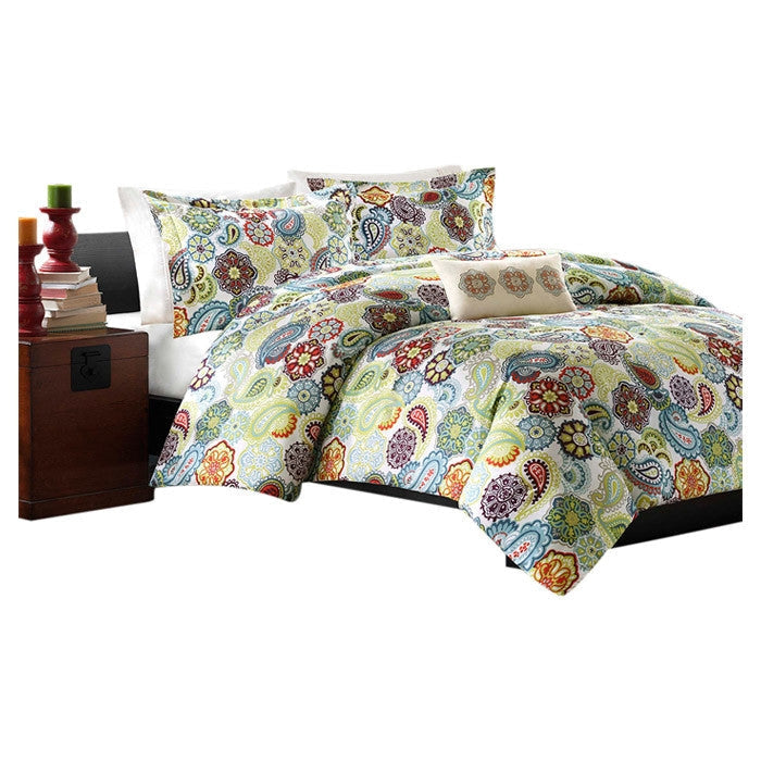 Bedroom > Comforters And Sets - King Size Multi Color Paisley 4 Piece Bed Bag Comforter Set