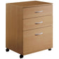 Office > Filing Cabinets - Contemporary 3-Drawer Mobile Filing Cabinet In Natural Maple Finish