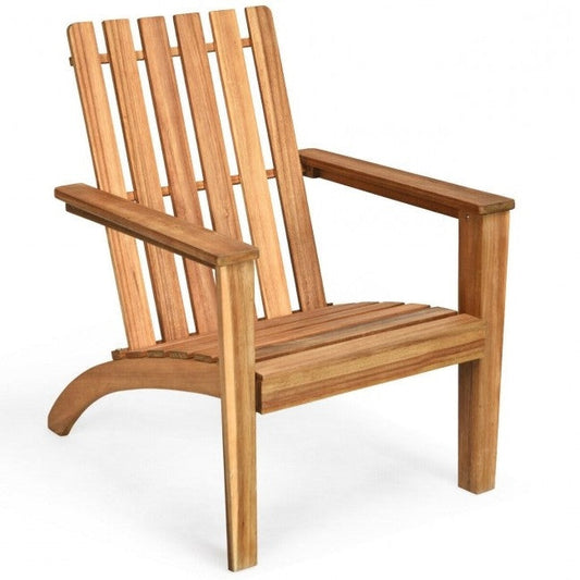 Outdoor > Outdoor Furniture > Adirondack Chairs - Indoor/Outdoor Acacia Wood Adirondack Lounge Armchair - Natural
