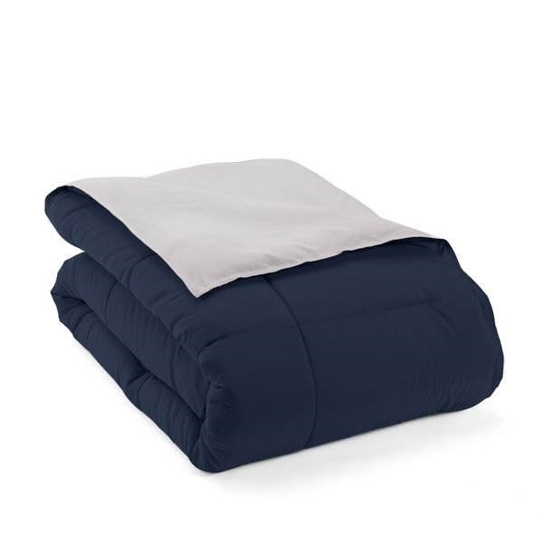Bedroom > Comforters And Sets - Twin/Twin XL 2-Piece Microfiber Reversible Comforter Set In Navy Blue/Grey