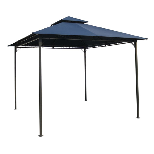 Outdoor > Gazebos & Canopies - 10Ft X 10Ft Outdoor Garden Gazebo With Iron Frame And Navy Blue Canopy