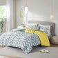 Bedroom > Comforters And Sets - Twin / Twin XL Reversible Comforter Set In Grey White Yellow Chevron Stripe