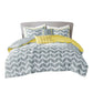 Bedroom > Comforters And Sets - Twin / Twin XL Reversible Comforter Set In Grey White Yellow Chevron Stripe