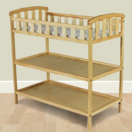 Bedroom > Kids Bedroom - Natural Finish Wood Baby Furniture Changing Table With Safety Rail