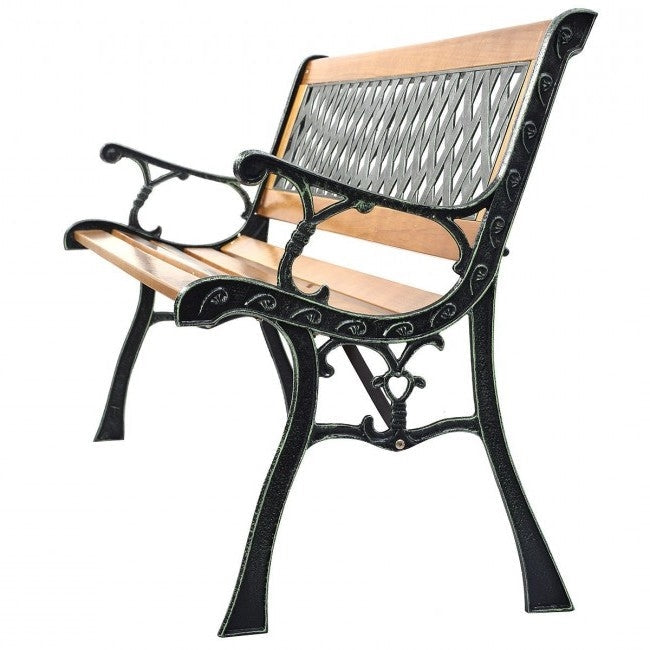 Outdoor > Outdoor Furniture > Garden Benches - FarmHome Outdoor Patio Park Cast Iron Garden Porch Chair Bench