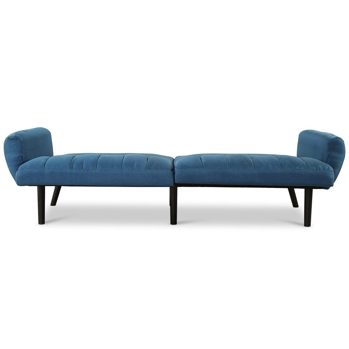 Living Room > Sofas - Modern Mid-Century Navy Blue Linen Futon Sofa Bed Couch