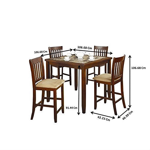 Dining > Dining Sets - Casual 5-Piece Dining Set With Microfiber Padded Counter Height Stools