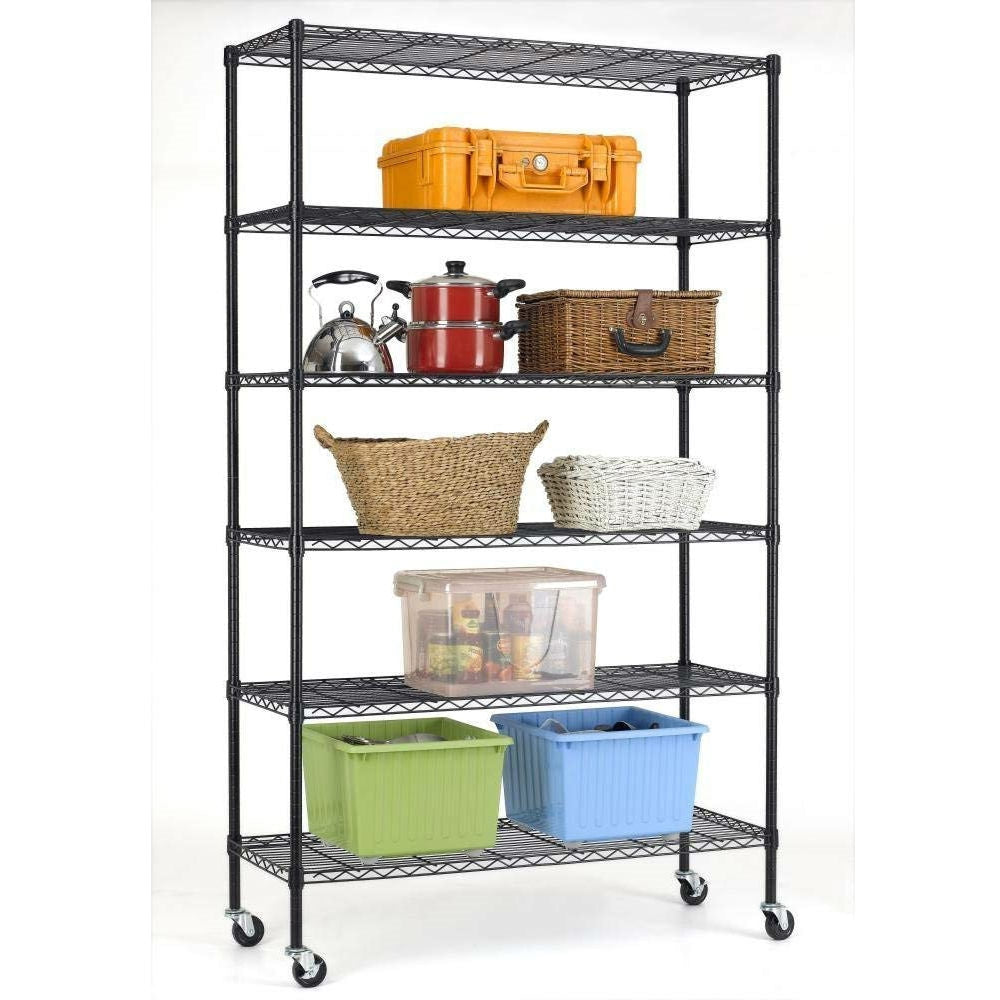 Accents > Shelving Units - Heavy Duty 6-Shelf Adjustable Metal Shelving Rack With Casters