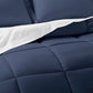 Bedroom > Comforters And Sets - King Navy Microfiber Baffle-Box 6-Piece Reversible Bed-in-a-Bag Comforter Set