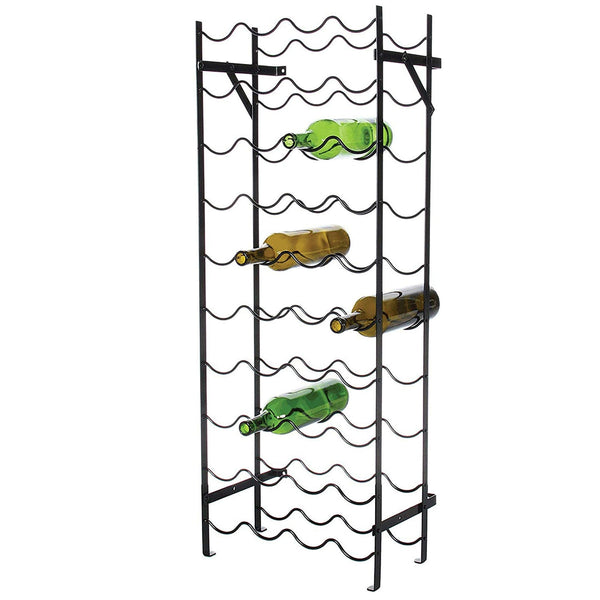 Kitchen > Wine Racks And Coolers - Black Metal 40-Bottle Wine Rack With Wall Anchors
