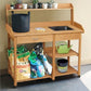 Outdoor > Gardening > Potting Benches - Outdoor Garden Wood Potting Bench Work Table With Sink In Light Oak Finish