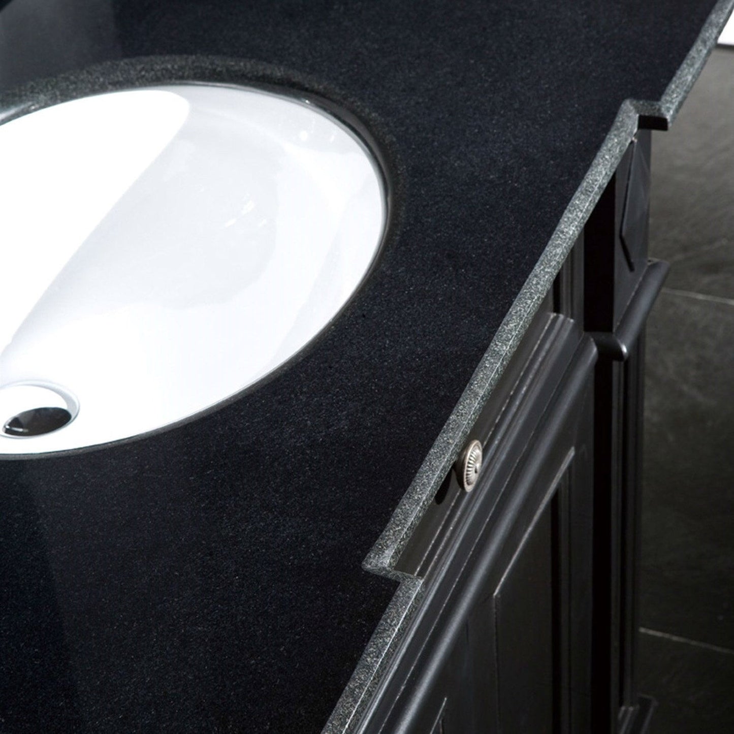 Bathroom > Bathroom Vanities - Single Sink Bathroom Vanity With Cabinet & Black Granite Countertop / Backsplash