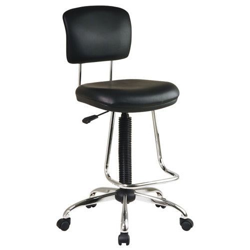 Office > Office Chairs - Chrome Finish Drafting Chair With Teardrop Chrome Footrest
