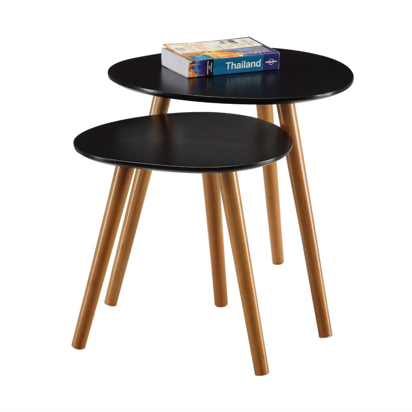 Living Room > Coffee Tables - Set Of 2 - Modern Mid-Century Style Nesting Tables End Table In Black