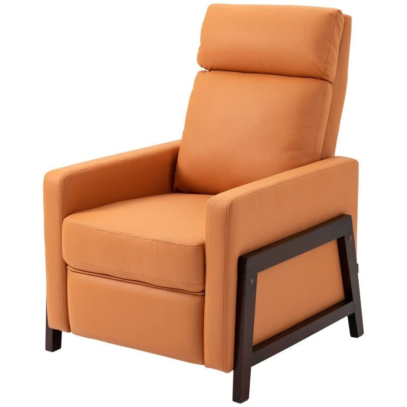 Living Room > Recliners And Chaise Lounge - Modern Upholstered Manual Reclining Sofa Chair W/ Armrest And Footrest Orange
