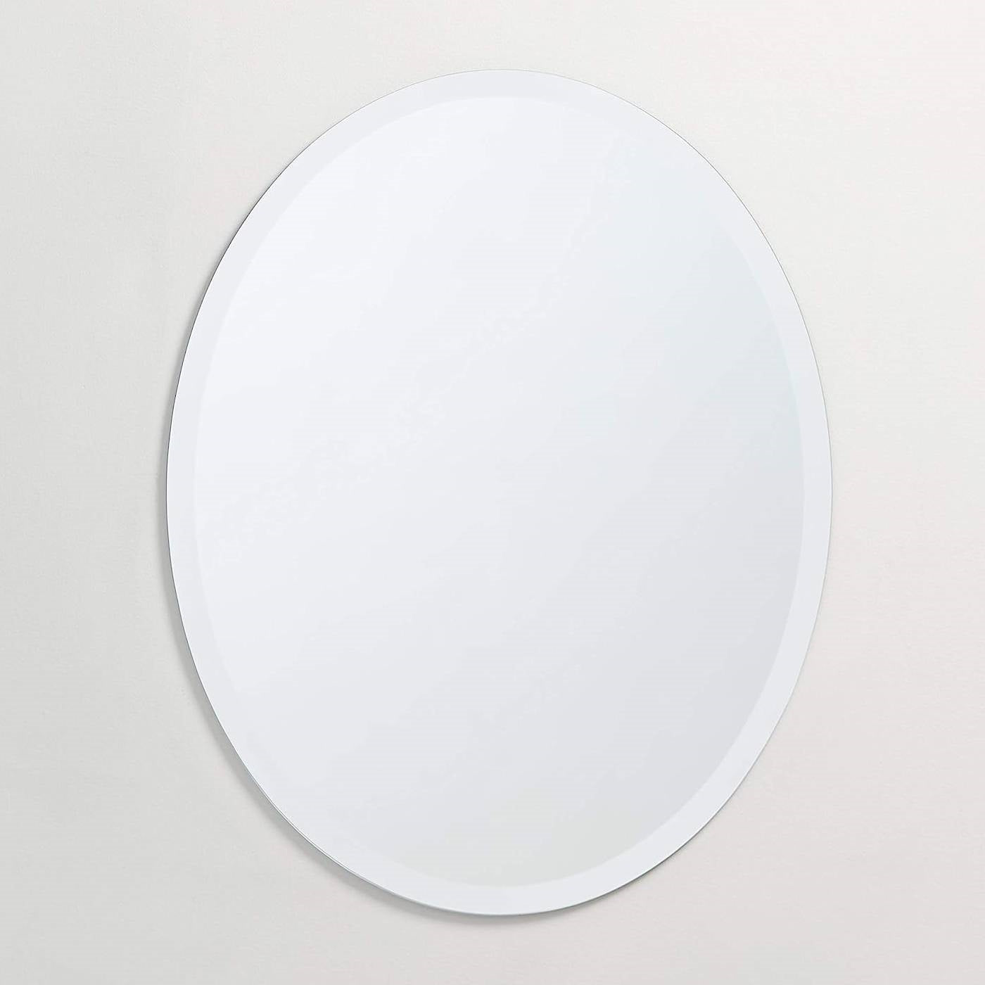Accents > Mirrors - Oval Frameless 36-inch Beveled Bathroom Bedroom Living Room Vanity Wall Mirror