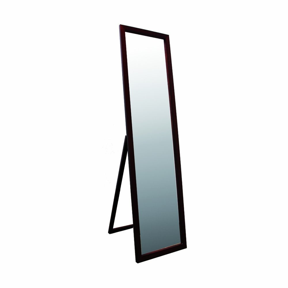 Accents > Mirrors - Modern Freestanding Bedroom Floor Mirror In Walnut Finish