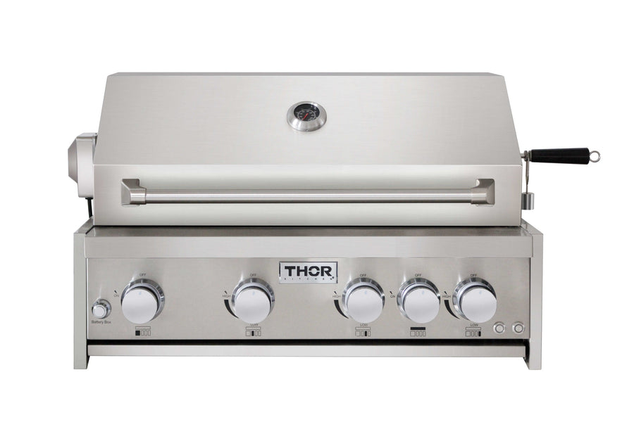 Thor 32 Inch 4-Burner Gas BBQ Grill with Rotisserie in Stainless Steel