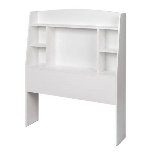 Bedroom > Headboards - Twin Size Bookcase Storage Headboard In White Wood Finish