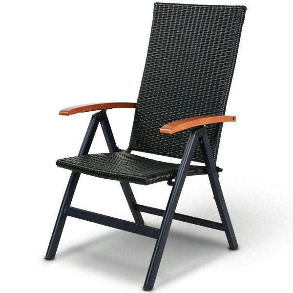 Outdoor > Outdoor Furniture > Patio Chairs - Outdoor Heavy Duty Folding Rattan Patio Chair With Wood Armrest