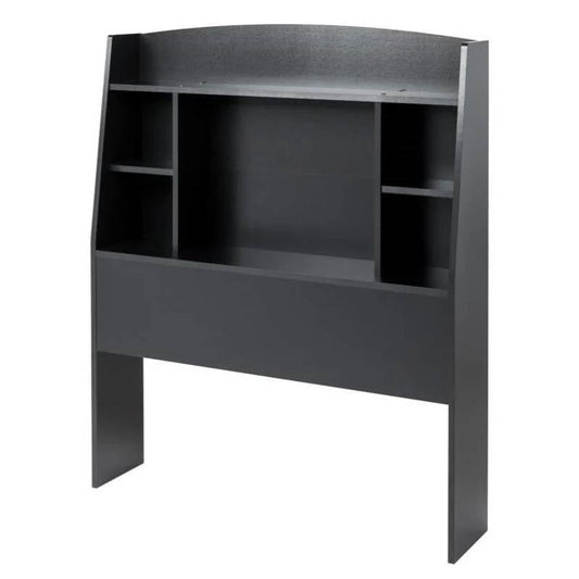 Bedroom > Headboards - Twin Size Bookcase Storage Headboard In Black Wood Finish