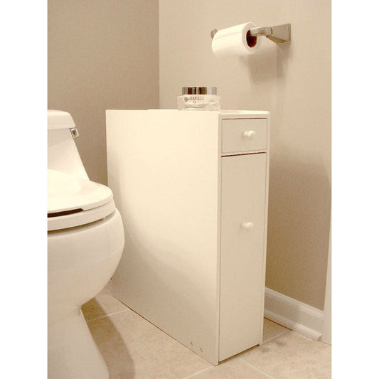 Bathroom > Bathroom Cabinets - Space Saving Bathroom Floor Cabinet In White Wood Finish