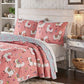 Bedroom > Quilts & Blankets - Twin/Twin XL Pink Blue Reversible Floral Llama Cotton Quilt Set