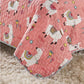 Bedroom > Quilts & Blankets - Full/Queen Pink Blue Reversible Floral Llama 100-Percent Cotton Quilt Set