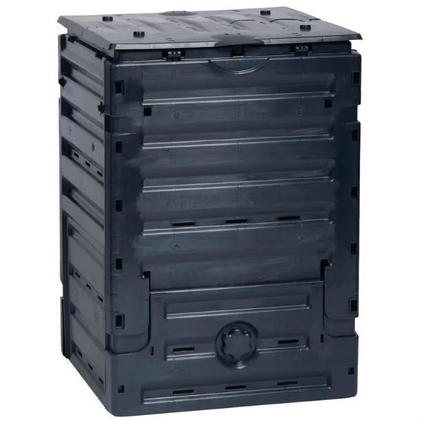 Outdoor > Gardening > Compost Bins - UV-Resistant Black Recycled Plastic Compost Bin With Lid - 79 Gallon