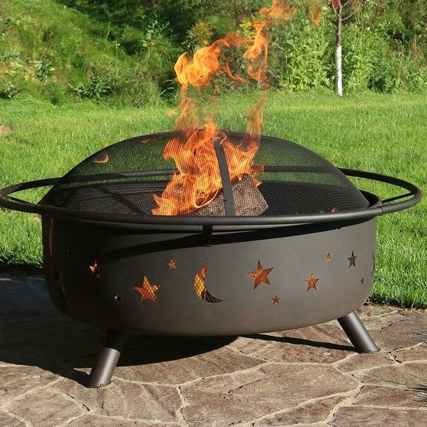 Outdoor > Outdoor Decor > Fire Pits - Steel Wood Burning Fire Pit With Spark Screen