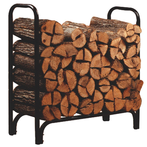 Outdoor > Firewood Racks - Black Powder Coated Steel Firewood Log Rack - 4ft