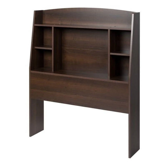 Bedroom > Headboards - Twin Size Bookcase Storage Headboard In Espresso Wood Finish