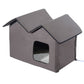 Bedroom > Cat And Dog Beds - Heated Water-proof Double Wide Outdoor Cat Dog House Foldable Brown
