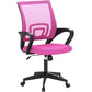 Office > Office Chairs - Pink Modern Mid-Back Ergonomic Mesh Office Desk Chair With Armrest On Wheels