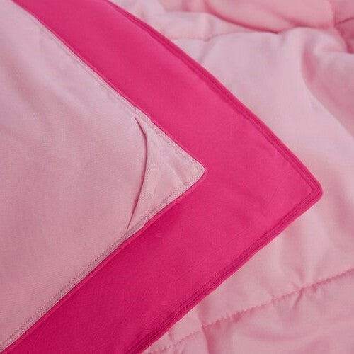 Bedroom > Comforters And Sets - Full/Queen Traditional Microfiber Reversible 3 Piece Comforter Set In Pink