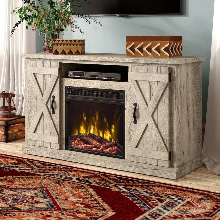 Living Room > TV Stands And Entertainment Centers - FarmHouse Rustic Pine TV Entertainment Electric Fireplace
