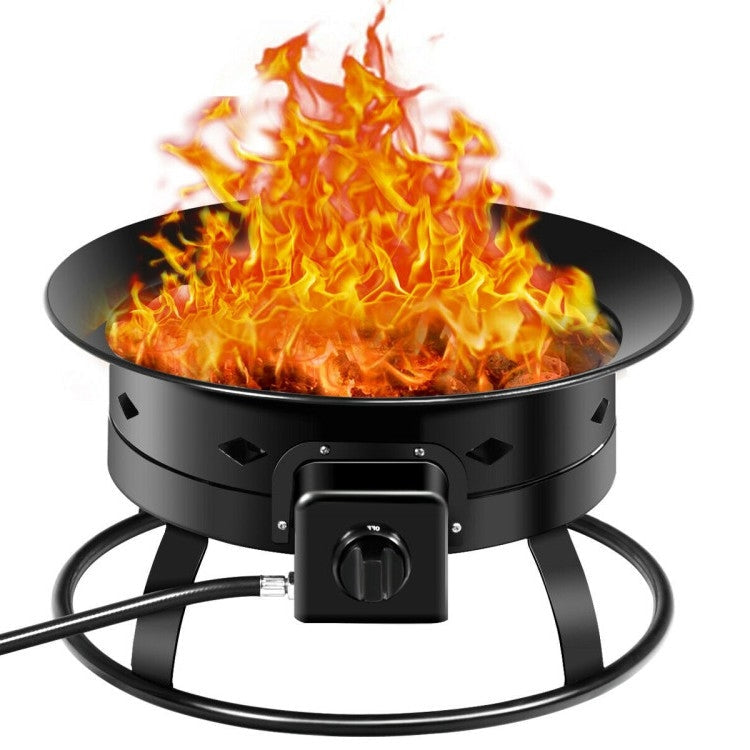 Outdoor > Outdoor Decor > Fire Pits - Portable Outdoor Black Metal Propane Fire Pit With Cover And Carry Kit