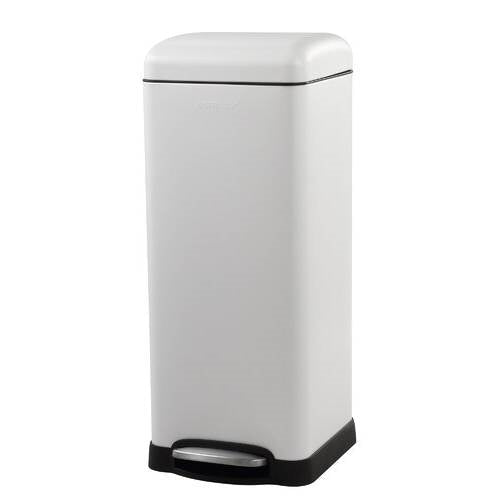 Kitchen > Trash Cans & Recycle Bins - 8-Gallon Retro Stainless Steel Step-On Trash Can In White Finish