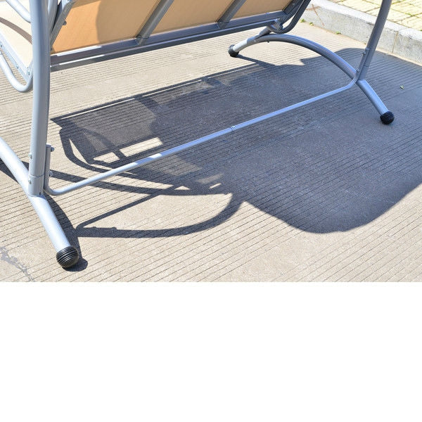 Outdoor > Outdoor Furniture > Porch Swings And Gliders - Sturdy 3-Person Outdoor Patio Porch Canopy Swing In Sand Color