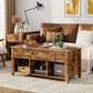 Living Room > Coffee Tables - Rustic FarmHouse Tan Wooden Lift Top Coffee Table