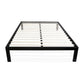 Bedroom > Bed Frames > Platform Beds - Queen Size Modern Black Metal Platform Bed Frame With Wood Slats
