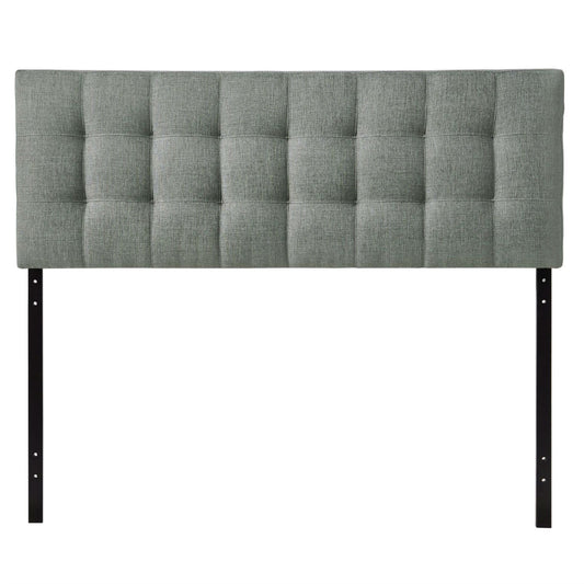 Bedroom > Headboards - King Size Grey Fabric Upholstered Headboard With Modern Tufting