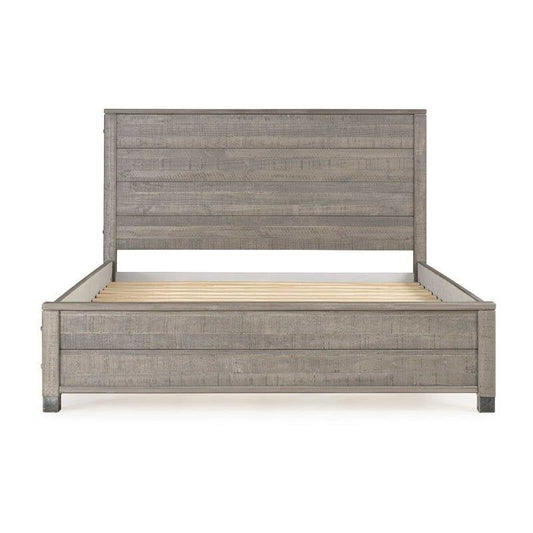 Bedroom > Bed Frames > Platform Beds - Queen Solid Wooden Platform Bed Frame With Headboard In Grey Wood Finish