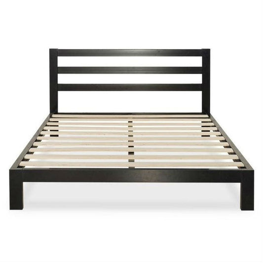 Bedroom > Bed Frames > Platform Beds - Queen Heavy Duty Metal Platform Bed Frame With Headboard And Wood Slats