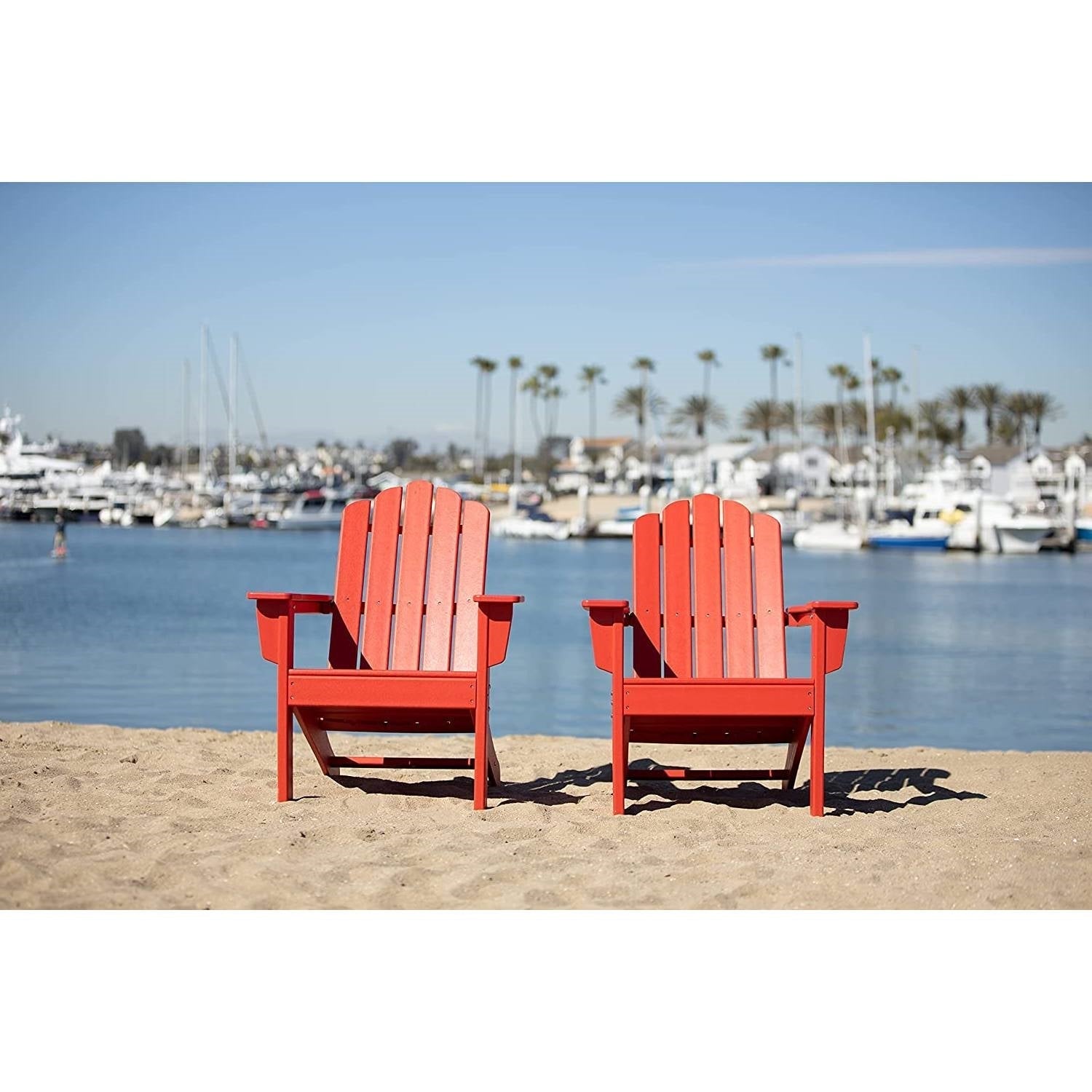 Outdoor > Outdoor Furniture > Adirondack Chairs - All Weather Recycled Red Poly Plastic Outdoor Patio Adirondack Chairs - Set Of 2